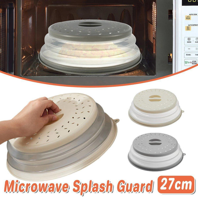 Multifunctional Microwave Oven Food Cover Heat Resistant Folding Splash Guard - Grey.