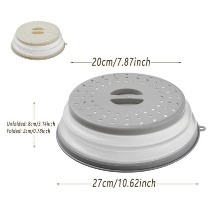 Multifunctional Microwave Oven Food Cover Heat Resistant Folding Splash Guard - Grey.