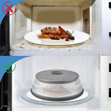 Multifunctional Microwave Oven Food Cover Heat Resistant Folding Splash Guard - Grey.