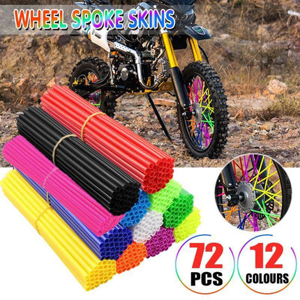 72PCS Wheel Spoke Wrap Sleeves Mountain Bike Bicycle Mtb Wraps Skins Covers - Purple.