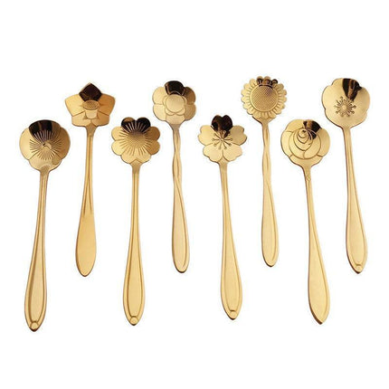 8X Spoon Long Handle Dessert Tea Coffee Mixing Spoon Stainless Steel Teaspoon - Rainbow.