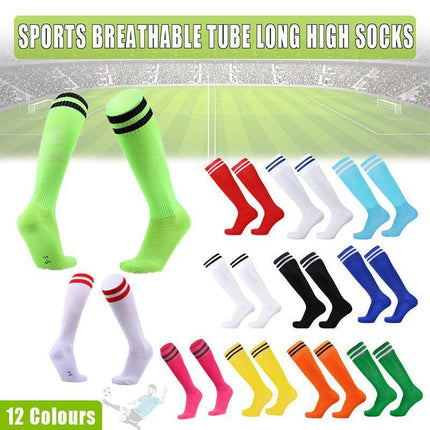 Mens Womens Sports Breathable Tube Long High Socks Knee Warm Casual Footy Soccer - Orange.