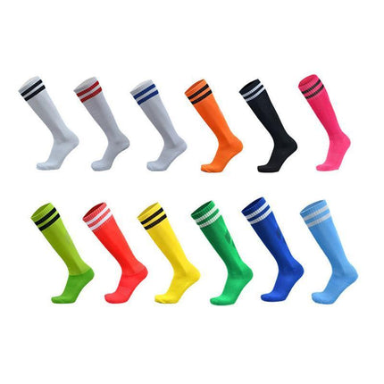 Mens Womens Sports Breathable Tube Long High Socks Knee Warm Casual Footy Soccer - Orange.