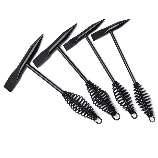 Welding Chipping Hammer Spring Handle Hold Heart Cleaning Harden DIY Metal Black - 670g.