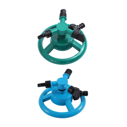 Small Disc Sprinkler 360 Degree Rotating Garden Sprayer Three Prong Spray Water - Green.