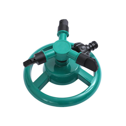 Small Disc Sprinkler 360 Degree Rotating Garden Sprayer Three Prong Spray Water - Green.