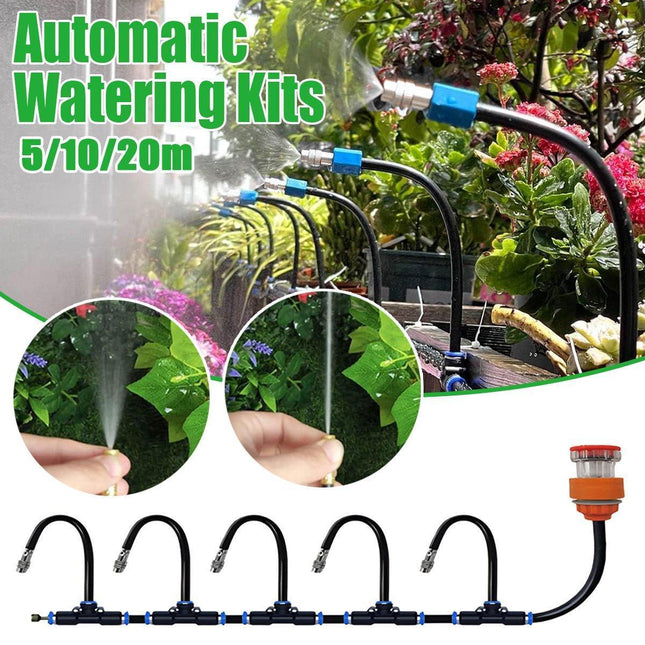 5M 10M 20M Garden Watering System Adjustable Spray Irrigation Hose Sprinkler - 10m.