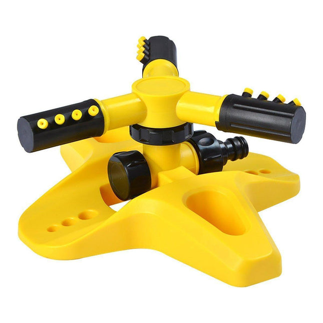 360 Degree Rotating Yellow Sprinkler Automatic Lawn Garden Watering System Villa.