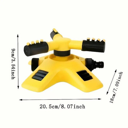 360 Degree Rotating Yellow Sprinkler Automatic Lawn Garden Watering System Villa.