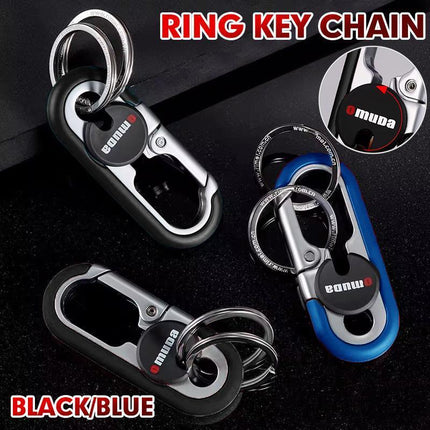 Keychains Fashion Men's Stainless Steel Ring Creative Metal Car Accessory Gift - Black.
