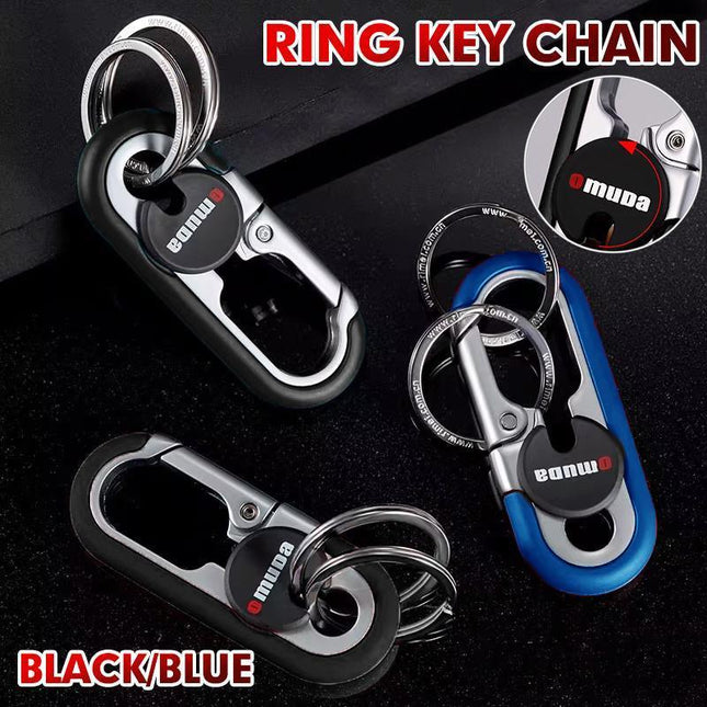 Keychains Fashion Men's Stainless Steel Ring Creative Metal Car Accessory Gift - Black.