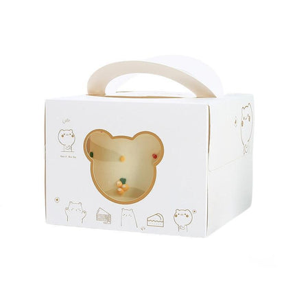 30PCS Bear Portable Cake Boxes Display Window Packing Case Party with Handle Birthday - 4 inch.