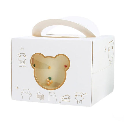 30PCS Bear Portable Cake Boxes Display Window Packing Case Party with Handle Birthday - 4 inch.