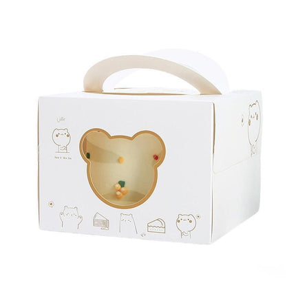 30PCS Bear Portable Cake Boxes Display Window Packing Case Party with Handle Birthday - 4 inch.