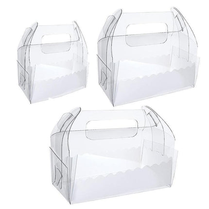 50PCS Portable Pastry Boxes Portable Cake Box Paper Cookie Boxes Sandwich Box - L-Transparent+White inner tray.