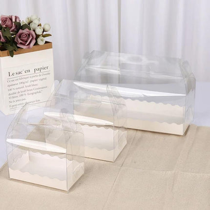 50PCS Portable Pastry Boxes Portable Cake Box Paper Cookie Boxes Sandwich Box - L-Transparent+White inner tray.