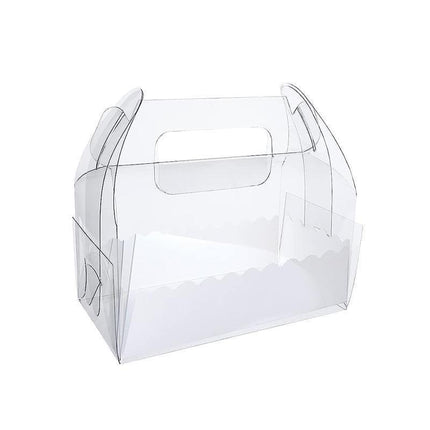 50PCS Portable Pastry Boxes Portable Cake Box Paper Cookie Boxes Sandwich Box - L-Transparent+White inner tray.