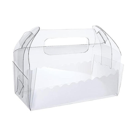 50PCS Portable Pastry Boxes Portable Cake Box Paper Cookie Boxes Sandwich Box - L-Transparent+White inner tray.