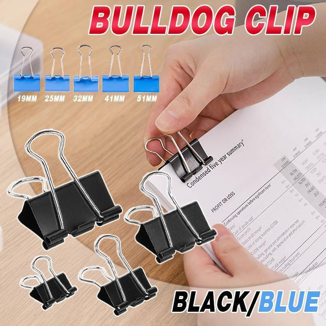20PCS Black Bulldog Foldback Clips Document Paper Clamps Multiple Sizes - Black 19mm.