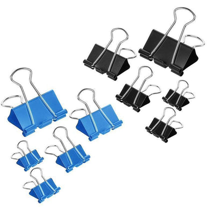 20PCS Black Bulldog Foldback Clips Document Paper Clamps Multiple Sizes - Blue 19mm.