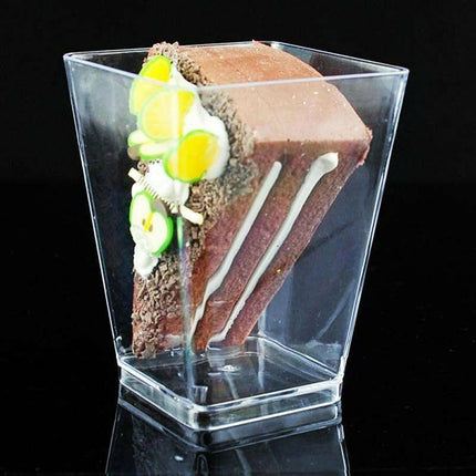 40-50 Pcs Mousse Cake Dessert Cups Clear Plastic Sample Drink Wine Jelly Tumbler - 40PCS-Square-70*42MM.