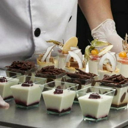 40-50 Pcs Mousse Cake Dessert Cups Clear Plastic Sample Drink Wine Jelly Tumbler - 40PCS-Square-70*42MM.