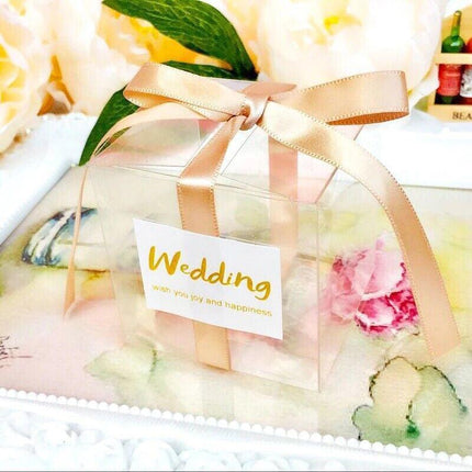 50X Clear Macaron Square Boxes Bomboniere Wedding Favour Gift Packaging 5X5X5cm - 50PCS.