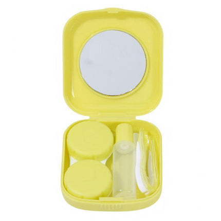 Pocket Plastic Mini Contact Lens Case Kit Outdoor Travel Holder Mirror Container - Pink.