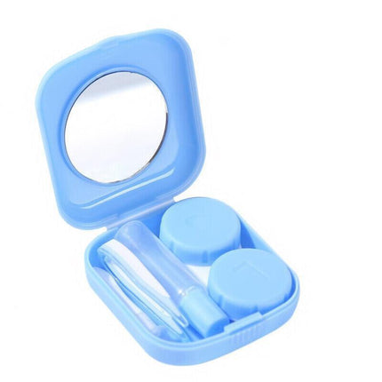 Pocket Plastic Mini Contact Lens Case Kit Outdoor Travel Holder Mirror Container - Yellow.