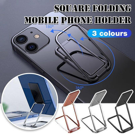 Portable Multifunctional Folding Metal Mobile Phone Holder Bracket Desktop Stand - Rose Gold.