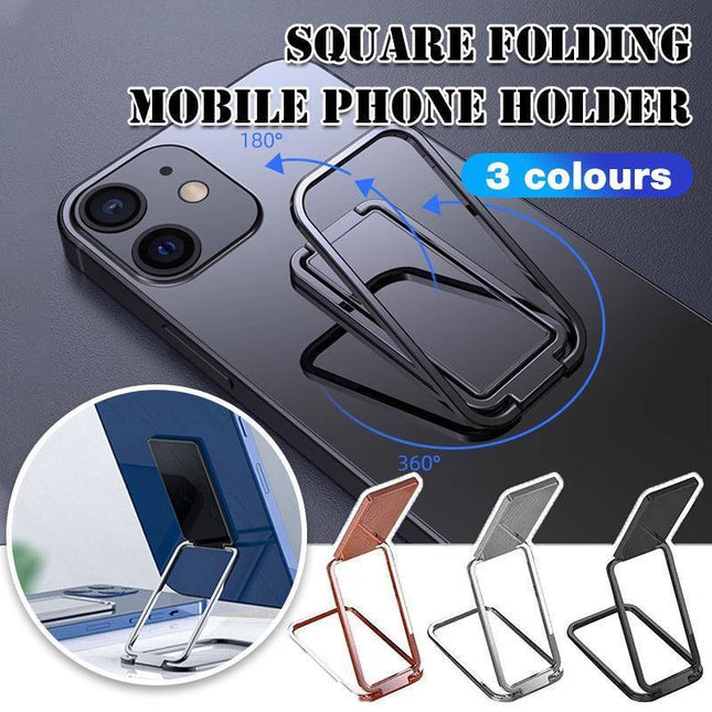 Portable Multifunctional Folding Metal Mobile Phone Holder Bracket Desktop Stand - Rose Gold.