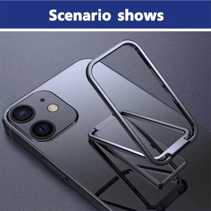 Portable Multifunctional Folding Metal Mobile Phone Holder Bracket Desktop Stand - Rose Gold.
