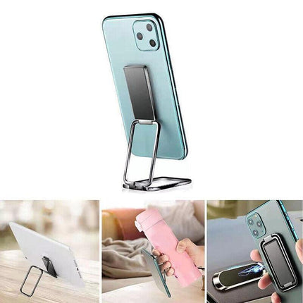 Portable Multifunctional Folding Metal Mobile Phone Holder Bracket Desktop Stand - Rose Gold.
