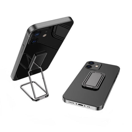 Portable Multifunctional Folding Metal Mobile Phone Holder Bracket Desktop Stand - Rose Gold.