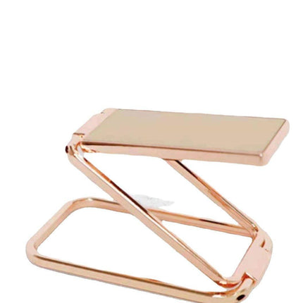 Portable Multifunctional Folding Metal Mobile Phone Holder Bracket Desktop Stand - Rose Gold.