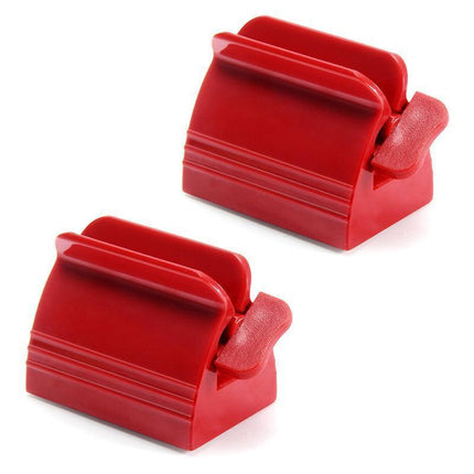 Large Bathroom Toothpaste Squeezer Tube Easy Stand Dispenser Rolling Holder Seat - Red.