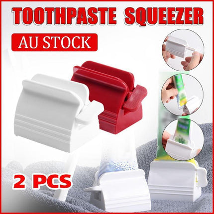 Large Bathroom Toothpaste Squeezer Tube Easy Stand Dispenser Rolling Holder Seat - White.