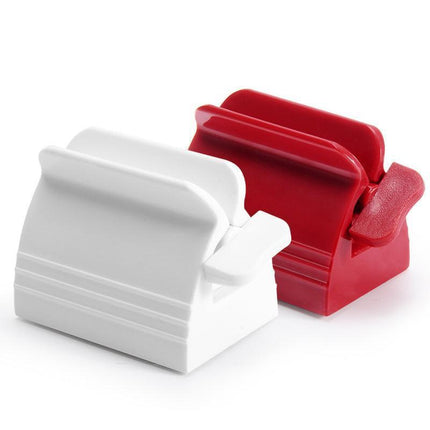 Large Bathroom Toothpaste Squeezer Tube Easy Stand Dispenser Rolling Holder Seat - White.