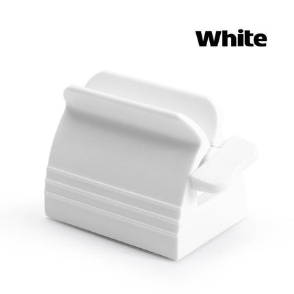 Large Bathroom Toothpaste Squeezer Tube Easy Stand Dispenser Rolling Holder Seat - White.