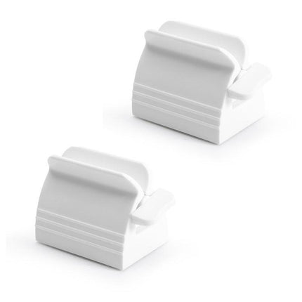 Large Bathroom Toothpaste Squeezer Tube Easy Stand Dispenser Rolling Holder Seat - White.