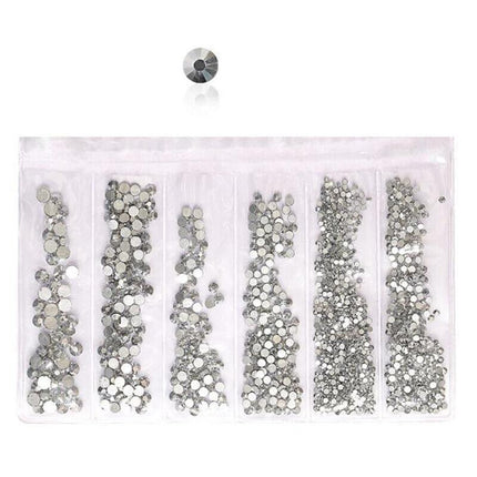 1440Pcs Glitter Rhinestones Crystal Clear Flat Bottom Glass Nail Art Nail Drill - AB.