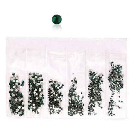 1440Pcs Glitter Rhinestones Crystal Clear Flat Bottom Glass Nail Art Nail Drill - Black.