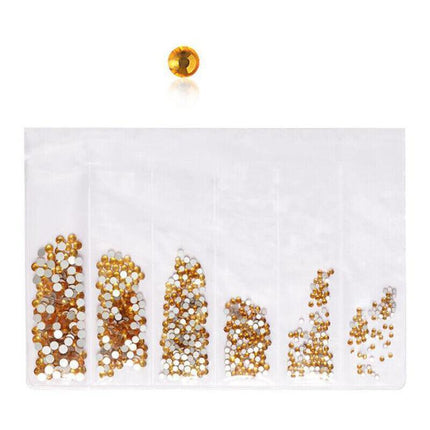 1440Pcs Glitter Rhinestones Crystal Clear Flat Bottom Glass Nail Art Nail Drill - Coffee.