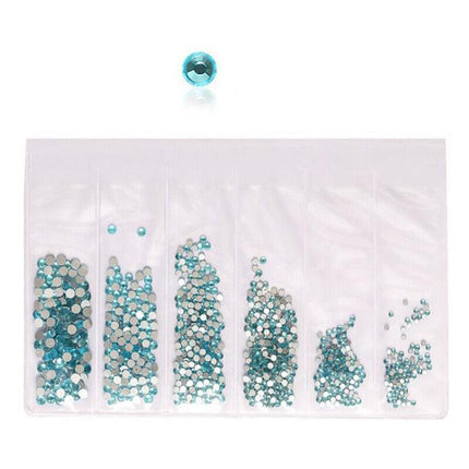 1440Pcs Glitter Rhinestones Crystal Clear Flat Bottom Glass Nail Art Nail Drill - Colourful.