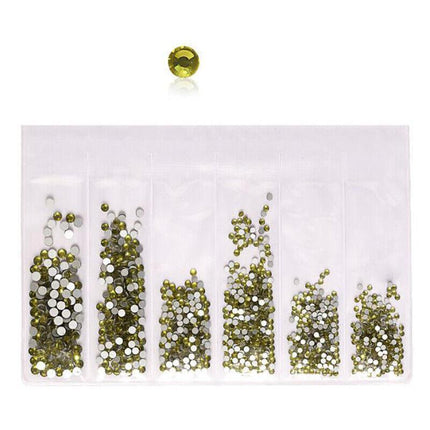 1440Pcs Glitter Rhinestones Crystal Clear Flat Bottom Glass Nail Art Nail Drill - Light Green.