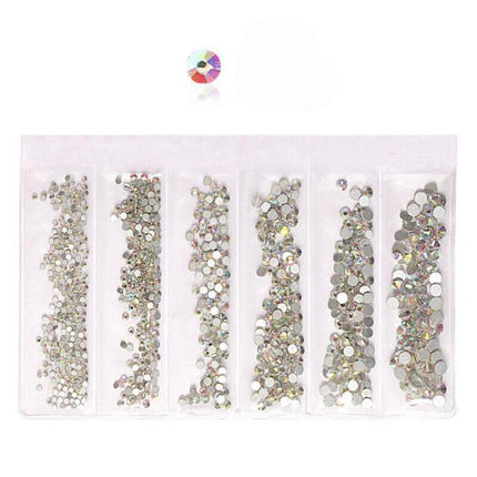 1440Pcs Glitter Rhinestones Crystal Clear Flat Bottom Glass Nail Art Nail Drill - Light Green.