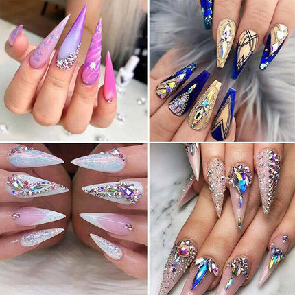1440Pcs Glitter Rhinestones Crystal Clear Flat Bottom Glass Nail Art Nail Drill - Yellow.