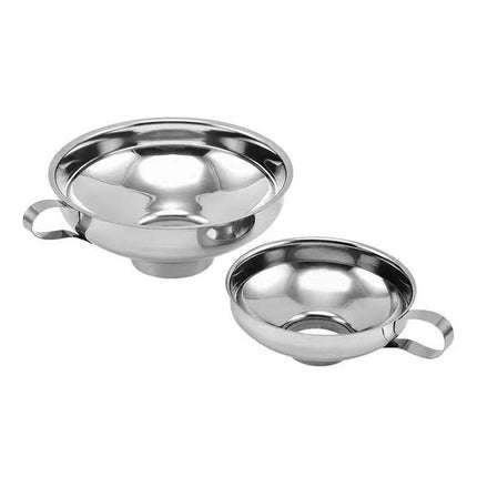 2pcs Stainless Steel Wide Mouth Funnel Large Bore Oil Drain Household Funnel Set.