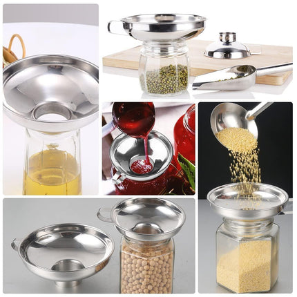 2pcs Stainless Steel Wide Mouth Funnel Large Bore Oil Drain Household Funnel Set.