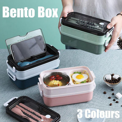 Bento Box Lunch Containers Food Microwave Stainless Portable Dinnerware Au - Pink.